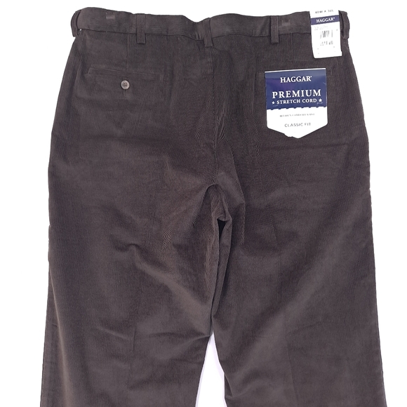Haggar Mens Stretch Corduroy Pants Classic Fit Comfort Waist Brown Stretch 40x32 - Picture 3 of 8